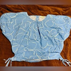 Madewell Blue Floral Drawstring Sleeve Top – Size L